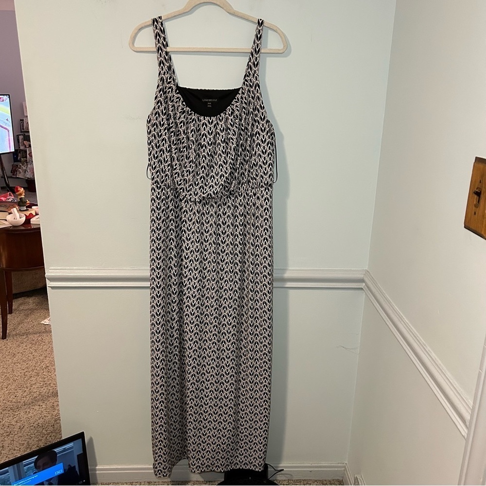 Lane Bryant Black & White Abstract Print Sleeveless Maxi Dress Size 18/20